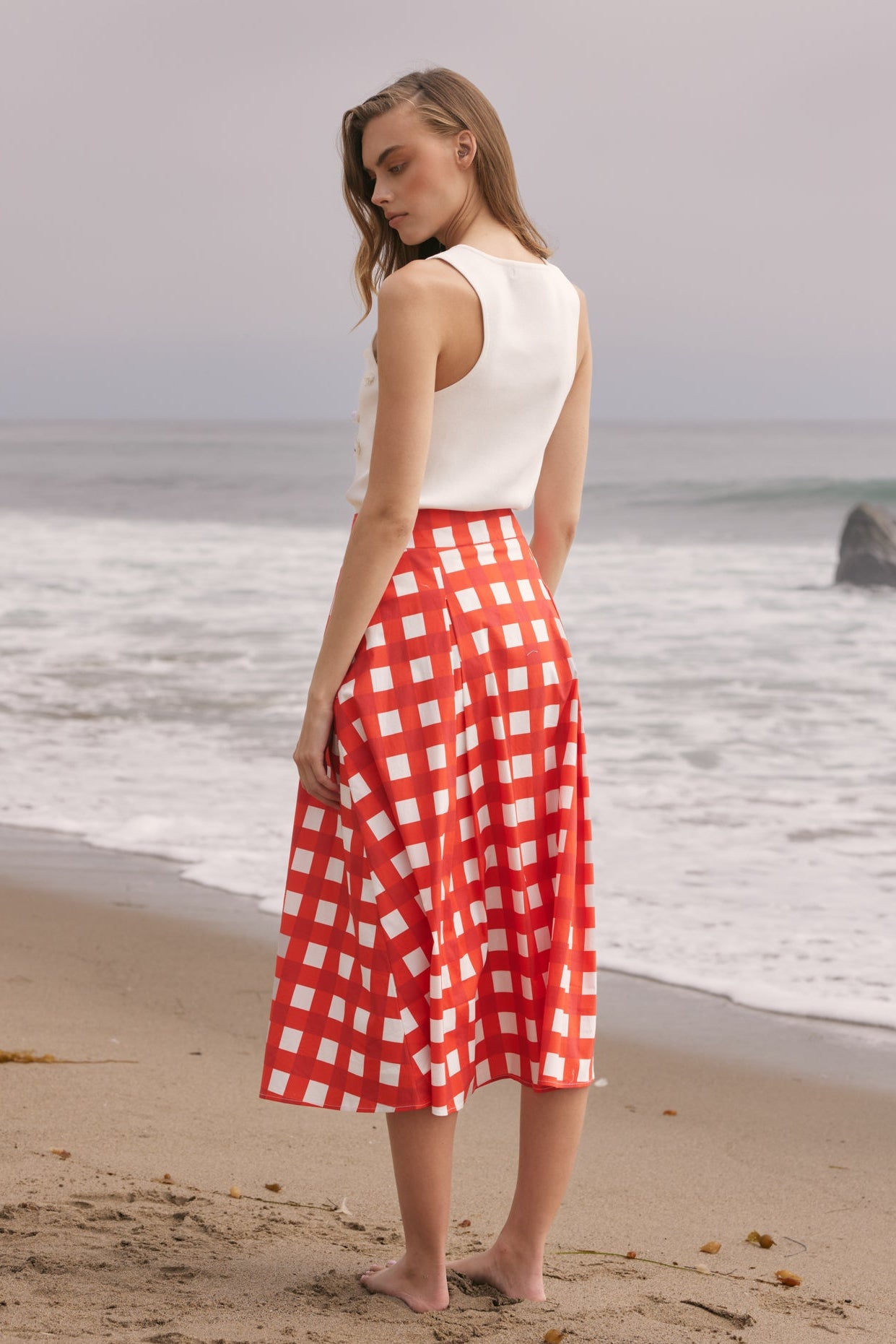 english factory plaid midi dress A-line Plaid Midi Skirt – English Factory