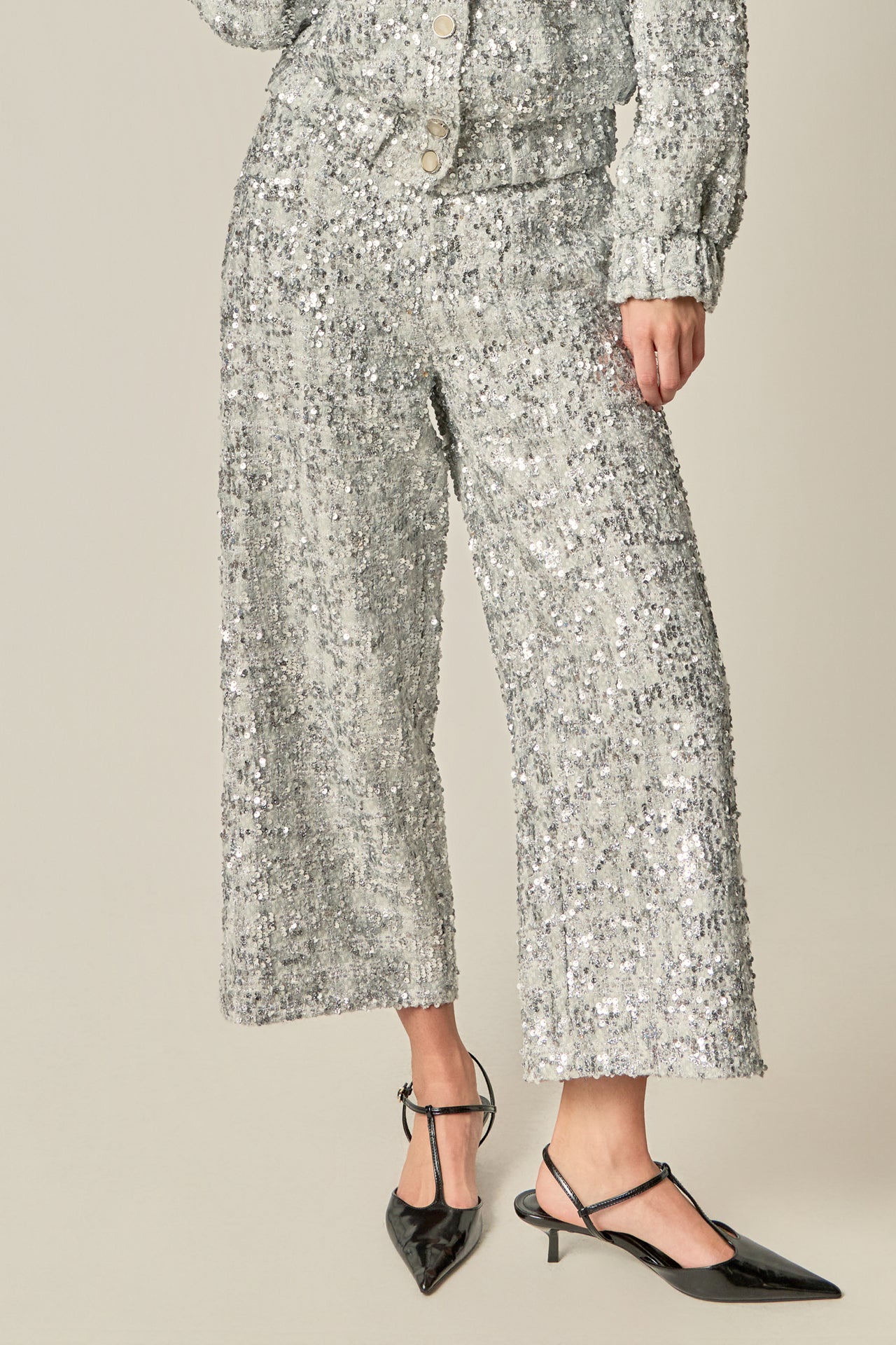 Sequin Tweed Culotte Pants – English Factory