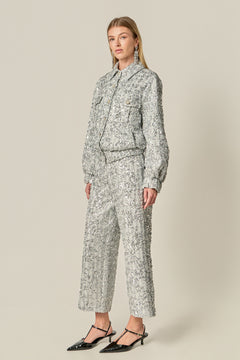 Sequin Tweed Culotte Pants