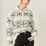 Motif Zip Up Sweater- Sold Out