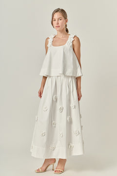 3D Flower Midi Skirt