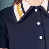 Knitted Collar Button Up Top