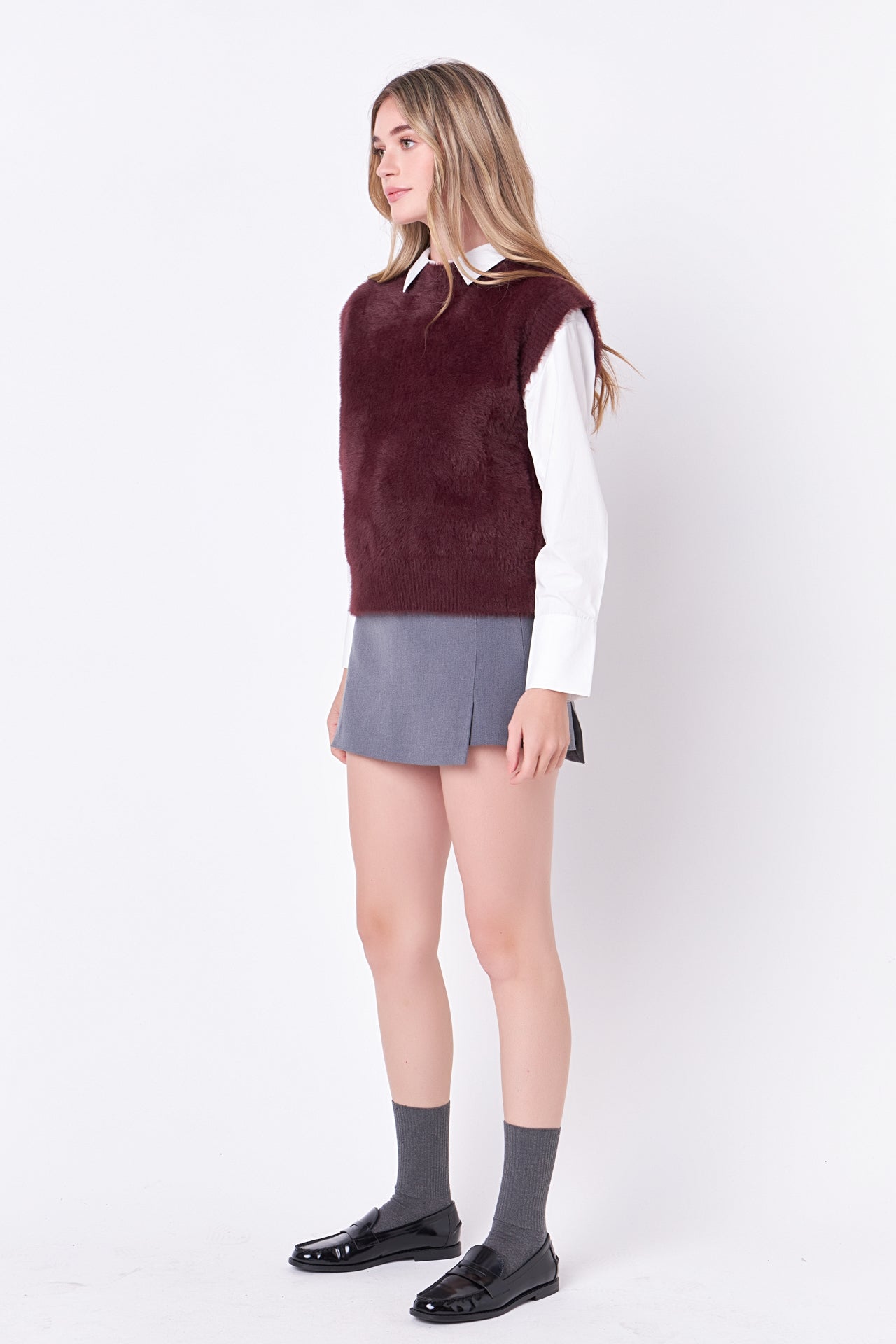 Feather Plush Knit Vest