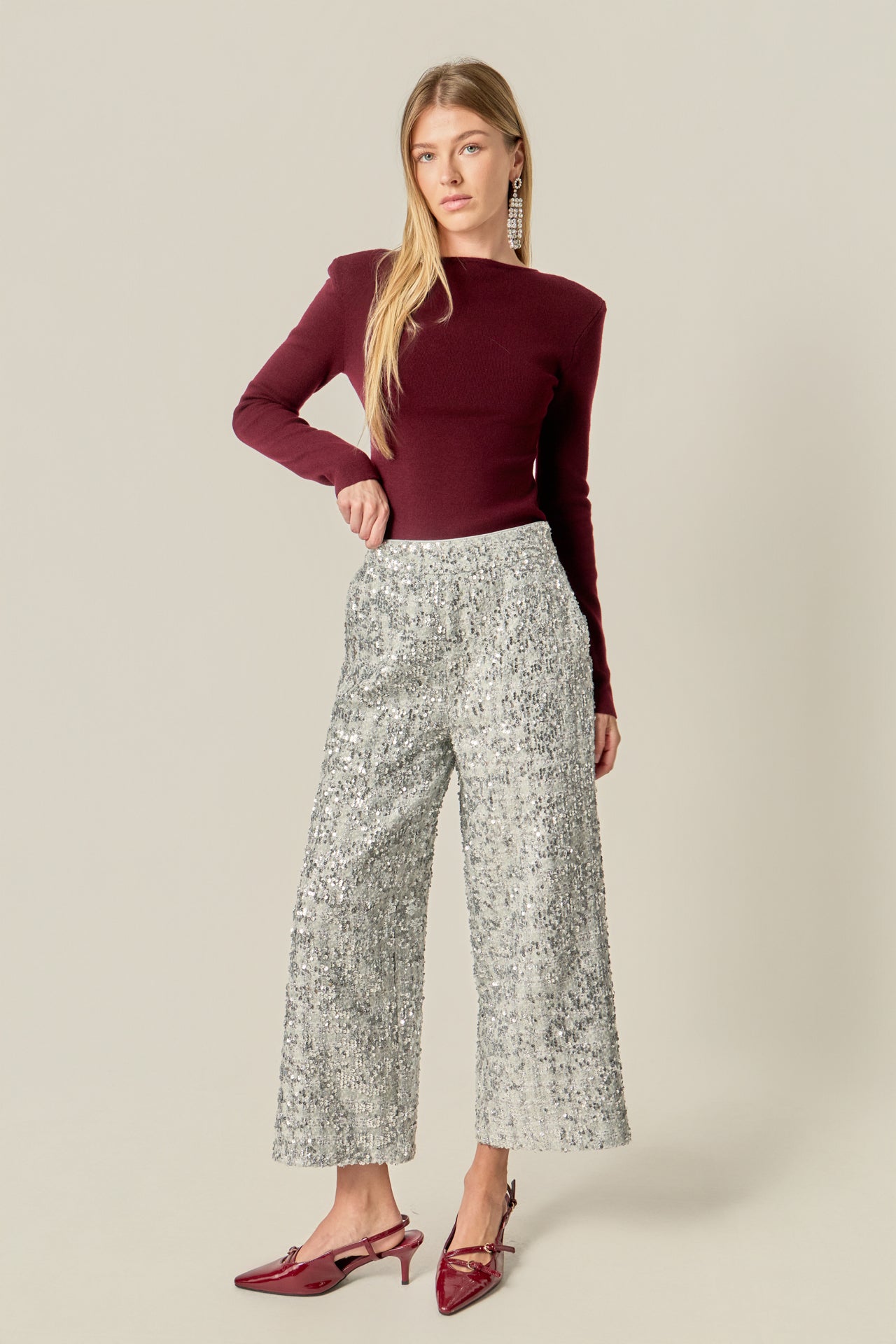 Sequin Tweed Culotte Pants – English Factory