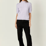 Short-Sleeve Cable-Knit Sweater