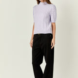 Short-Sleeve Cable-Knit Sweater