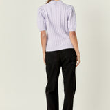 Short-Sleeve Cable-Knit Sweater