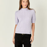 Short-Sleeve Cable-Knit Sweater