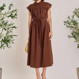 Linen Belted Midi Dress