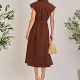 Linen Belted Midi Dress