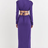 Long Sleeve Open-Back Maxi Dress
