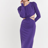 Long Sleeve Open-Back Maxi Dress