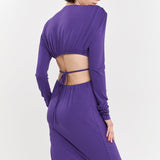 Long Sleeve Open-Back Maxi Dress
