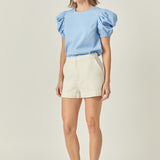 Ruched Puff Sleeve Top