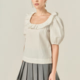 U-neckline Puff Sleeve Top
