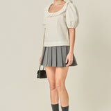 U-neckline Puff Sleeve Top