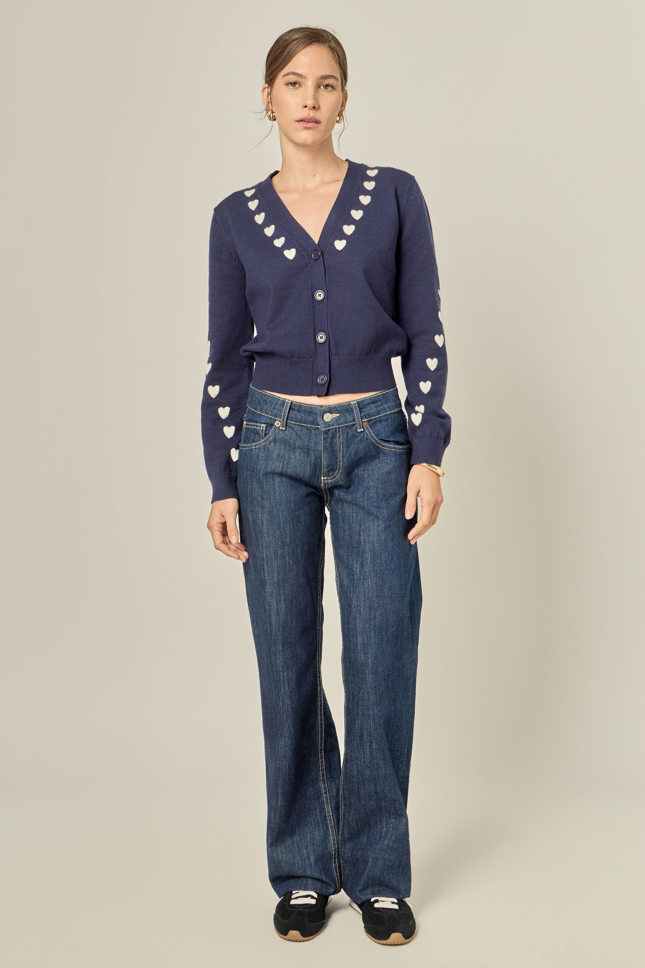 Heart Accent Knit Cardigan