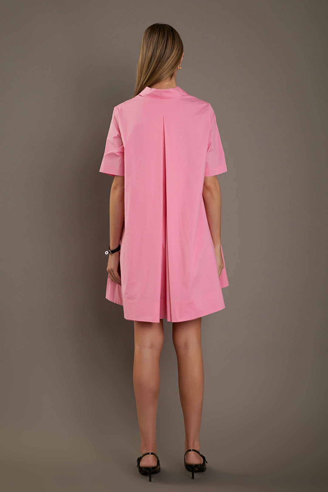Printed Short Sleeves A Line Dress with Belt main image 1