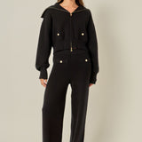Gold Button Detail Knit Pants