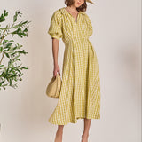 Gingham Puff Sleeve Dress