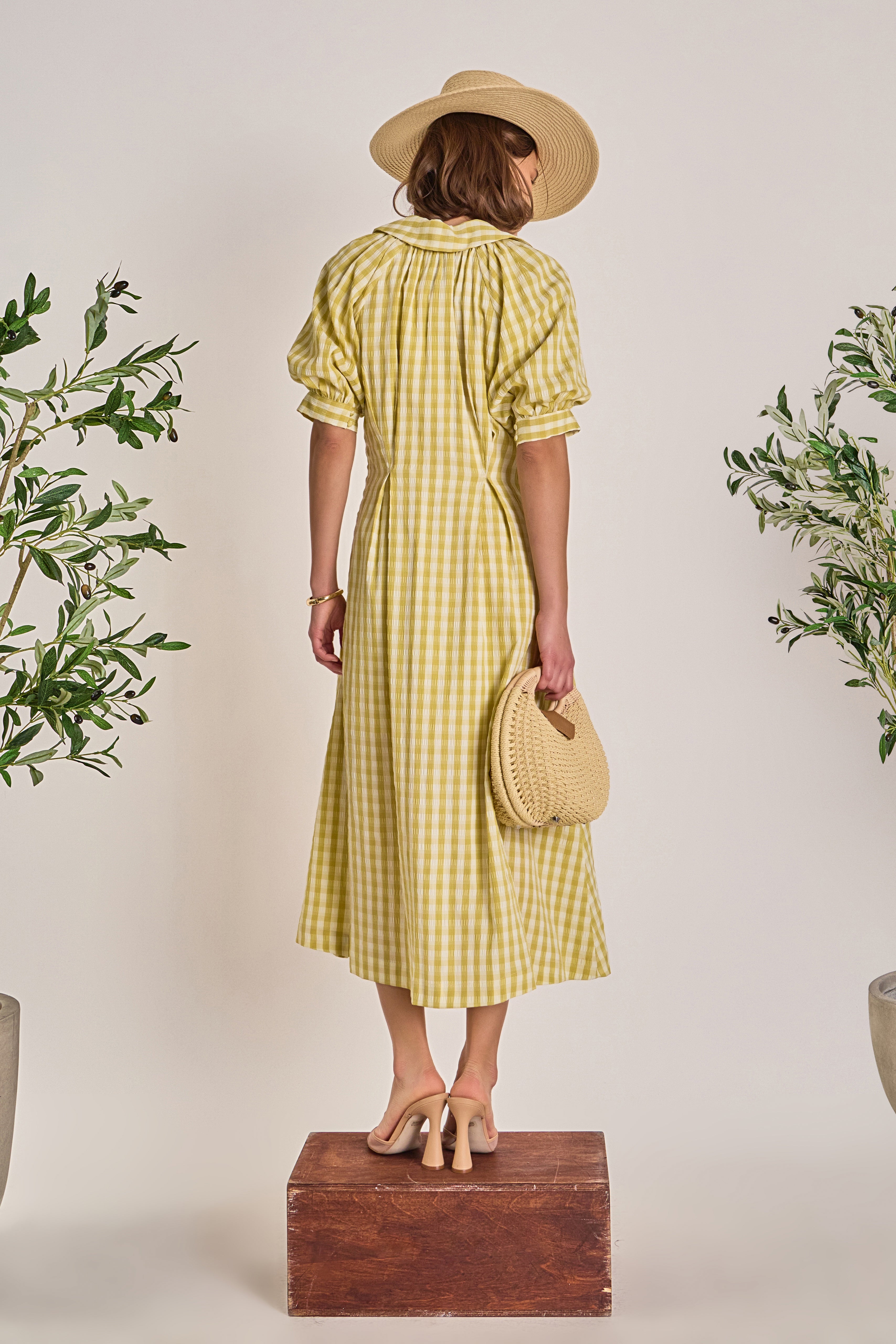 English Factory - Gingham Puff Sleeve Dress Black / L English Factory - Gingham Puff Sleeve Dress Black / L