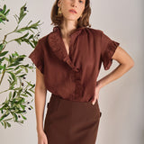 Linen Ruffle Shirt