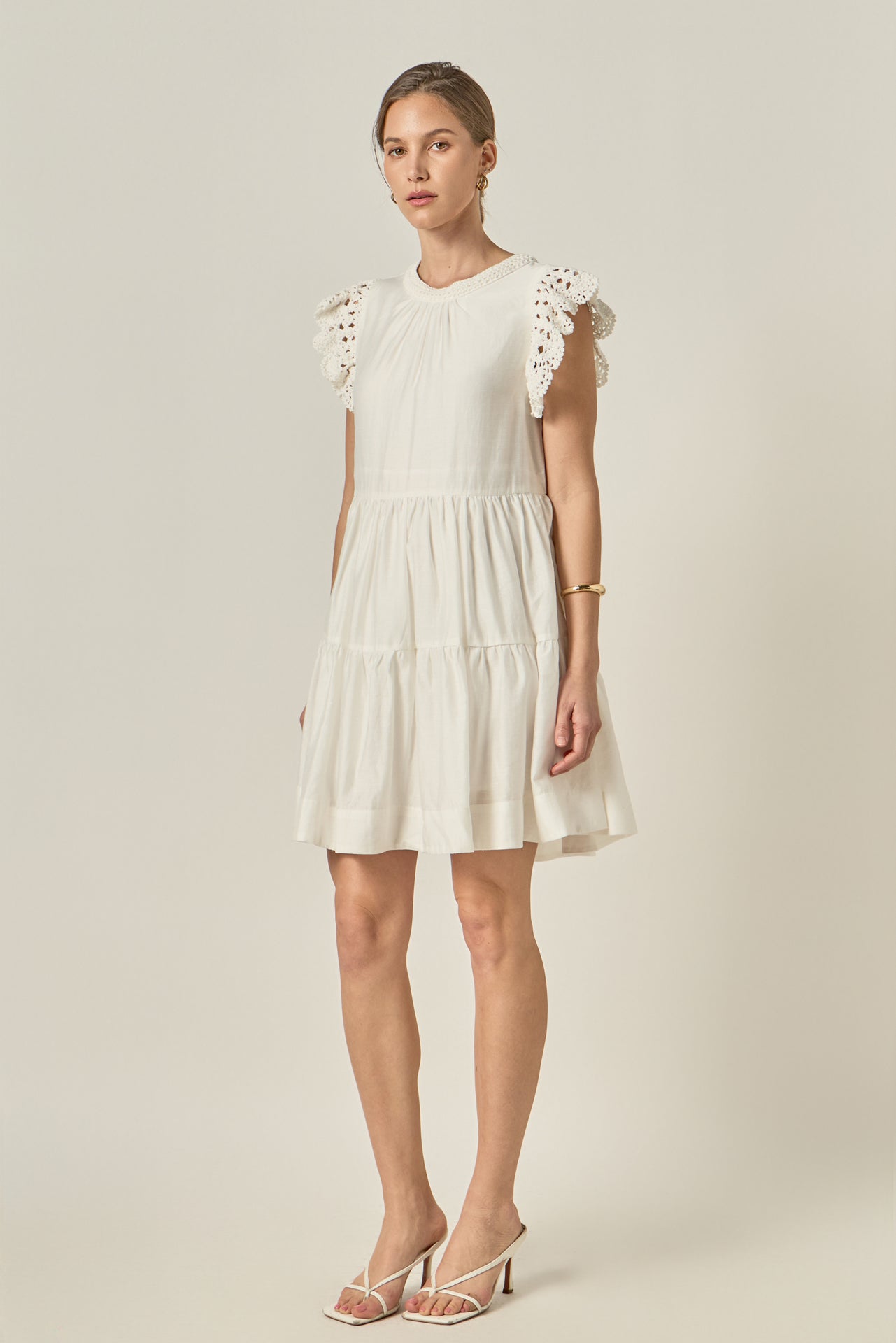 off white crochet dress Seafoam Sculpt Crochet Mini Dress Off White