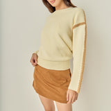 Stitch Detailed Crew Neck Knit