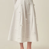 Bow Detailed Poplin Midi Skirt