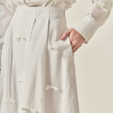 Bow Detailed Poplin Midi Skirt