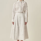 Bow Detailed Poplin Midi Skirt