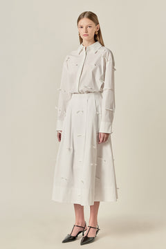 Bow Detailed Poplin Midi Skirt