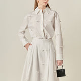 Bow Detailed Poplin Midi Skirt