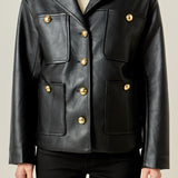 Faux Leather Drop Shoulder Jacket