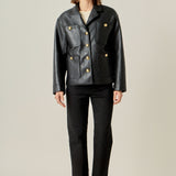 Faux Leather Drop Shoulder Jacket