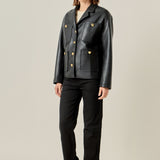 Faux Leather Drop Shoulder Jacket