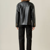 Faux Leather Drop Shoulder Jacket