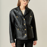 Faux Leather Drop Shoulder Jacket