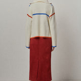 Contrast Piping Quarter Zip Sweater