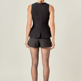 Peplum Bow Embellished Top