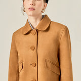 Faux Suede Big Button Jacket