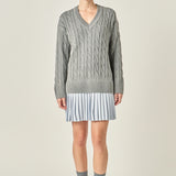 Cable Knit Pleated Mini Dress