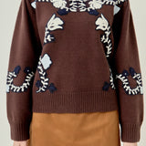 Floral Embroidered Knit Sweater