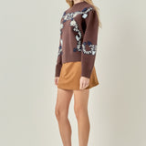 Floral Embroidered Knit Sweater