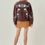 Floral Embroidered Knit Sweater
