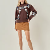 Floral Embroidered Knit Sweater