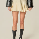 Pleated Knit Mini Skirt