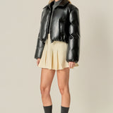 Pleated Knit Mini Skirt