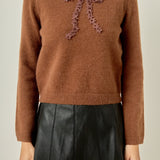 Floral Bow Trim Sweater