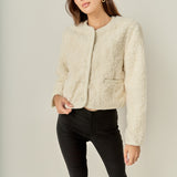 Knit Trim Teddy Jacket